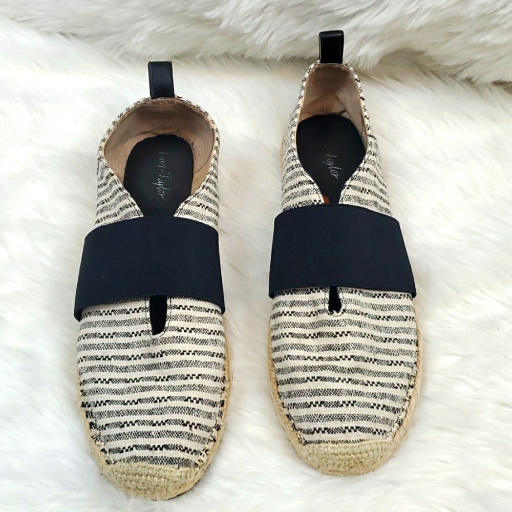 Lord & Taylor Fyona Espadrille Flats Women Size 9.5 Fabric Jute Trim Slip On